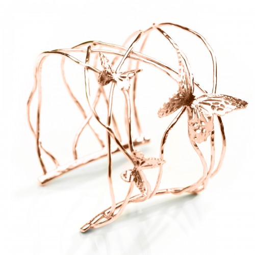 Butterfly cuff with twisted wires in silver