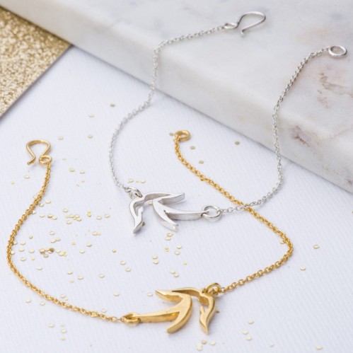 Gold and Silver small bird bracelets