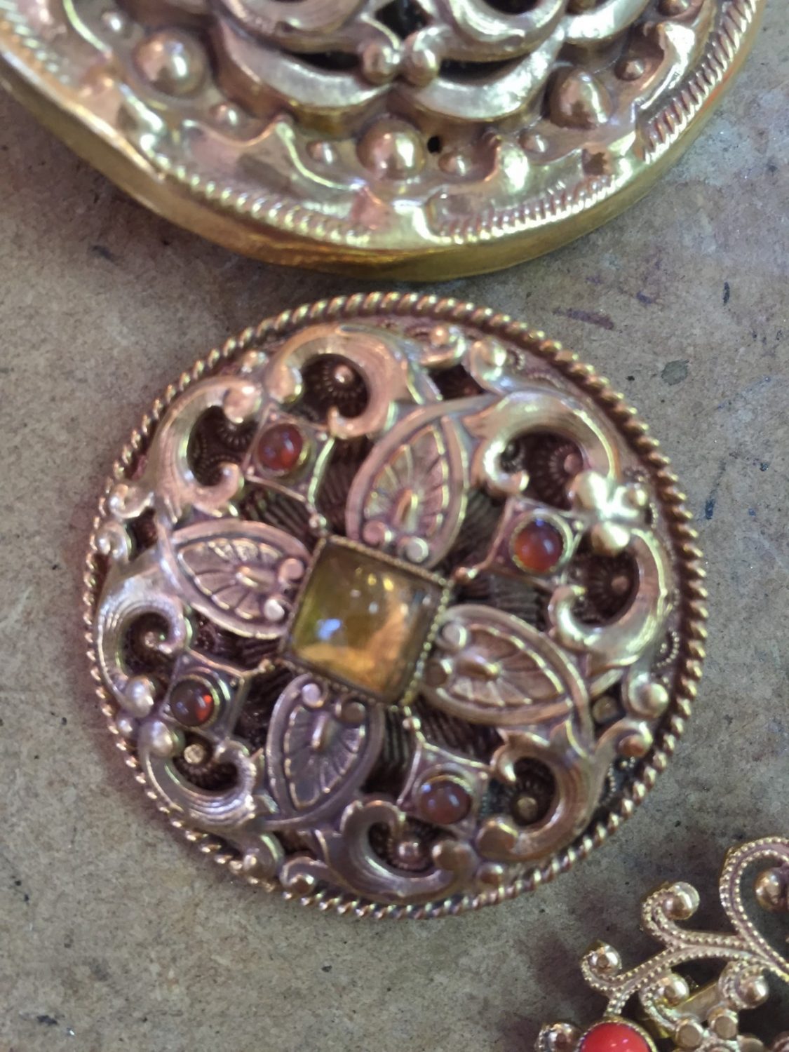 Close ups of the brooches