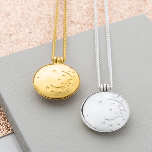 Silver and Gold I love you to the moon and back locket necklaces