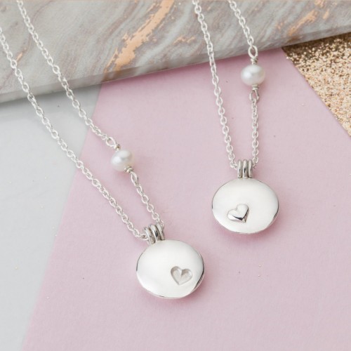 Silver Mother and Daughter Locket set