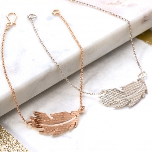 Rose Gold and Silver Feather bracelets