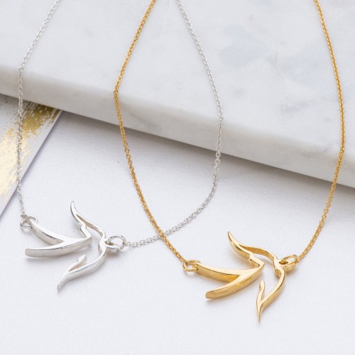 Silver and Gold Large bird pendant