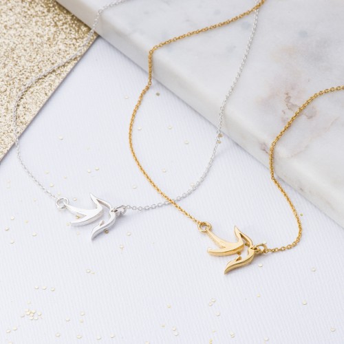 Silver and Gold little bird pendant