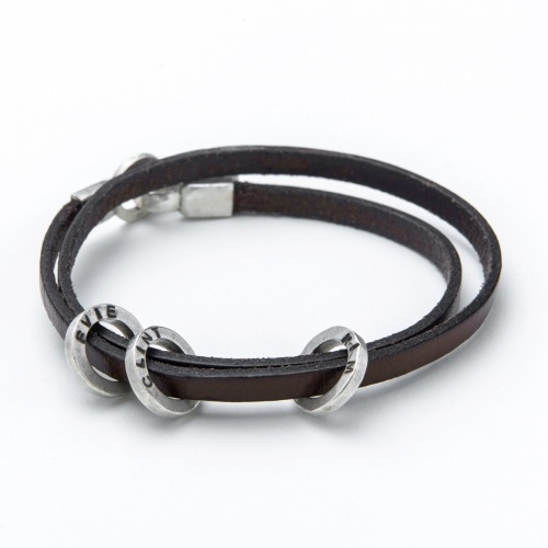 leather and Silver Men's bracelet Can be personalised with words of your choosing. the perfect gift for the man in your life.
