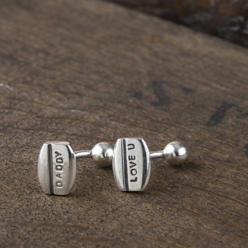 Silver Personalised Cufflinks with line detail